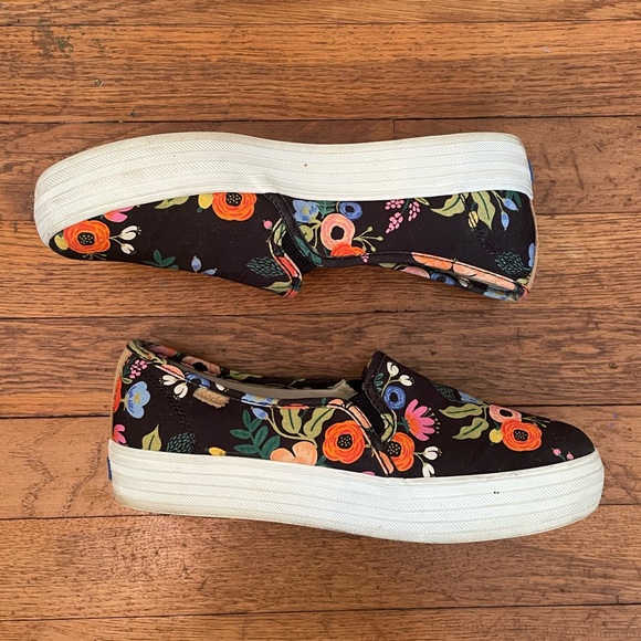 Rifle Paper Co. X Keds Triple Decker Lively Floral  Women’s Slip Ons - Size 8 - Picture 5 of 9